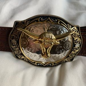 Western belt with awesome buckle-leather